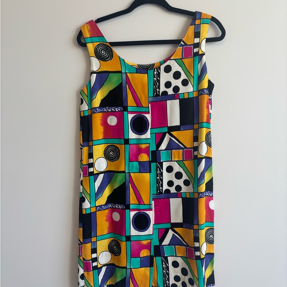 Vintage Colorful Geometric Pattern Dress